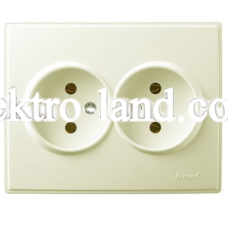 Розетка двойная без заземления Lezard Lesya, крем (705-0303-128)